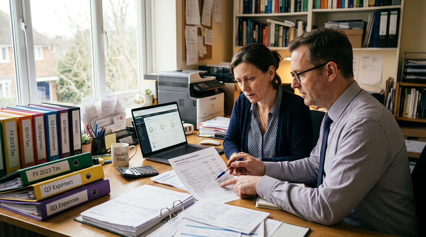 Business owner frustrated with bookkeeping management